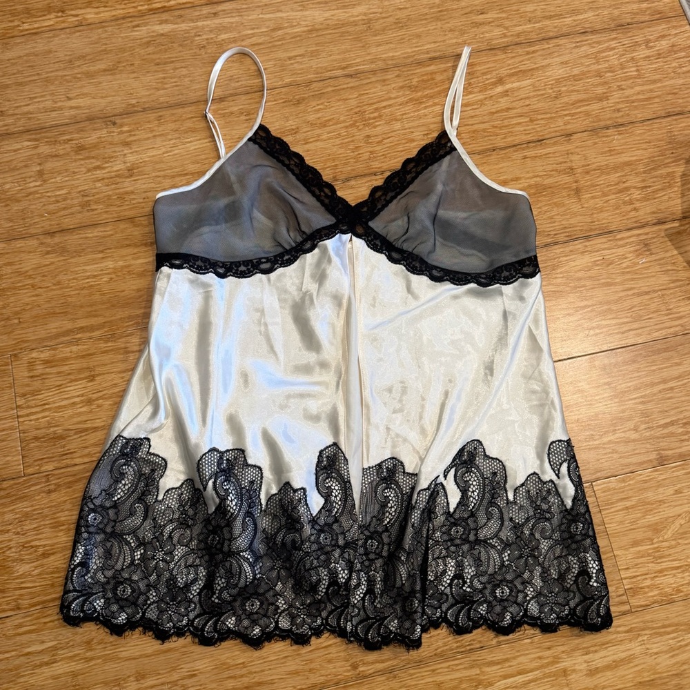 Valerie Stevens intimates white black lace teddy lingerie top